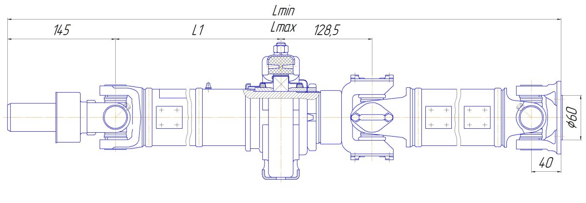 Карданный вал ГАЗ 53 чертеж