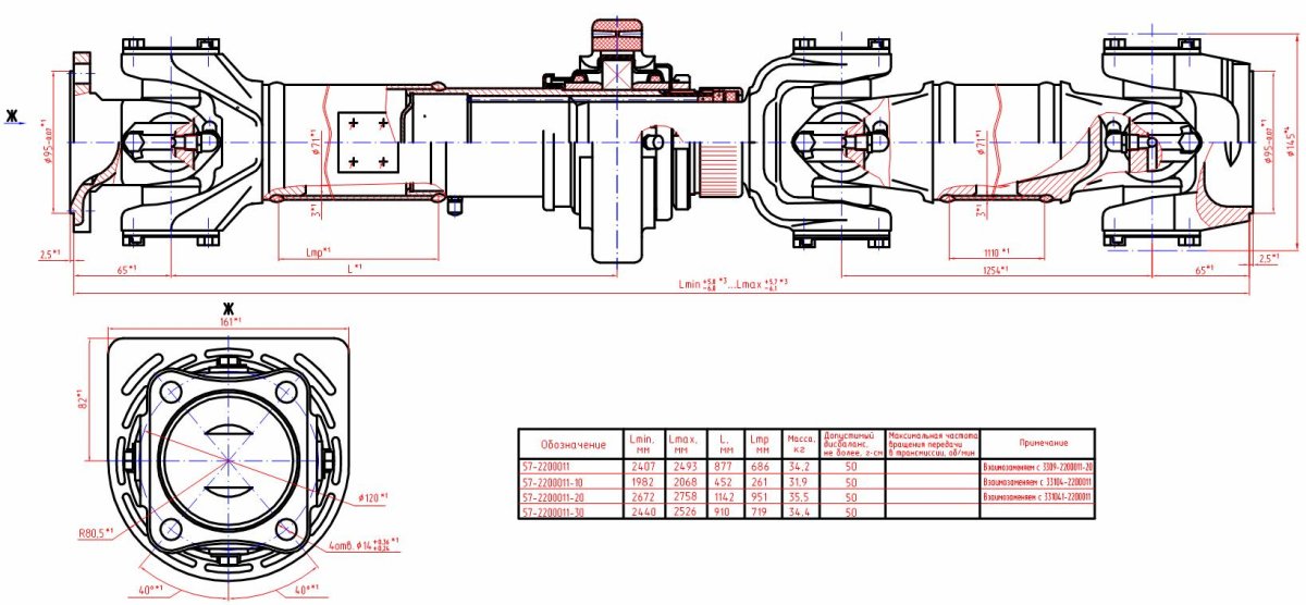 Вал карданный 57-2200011-10