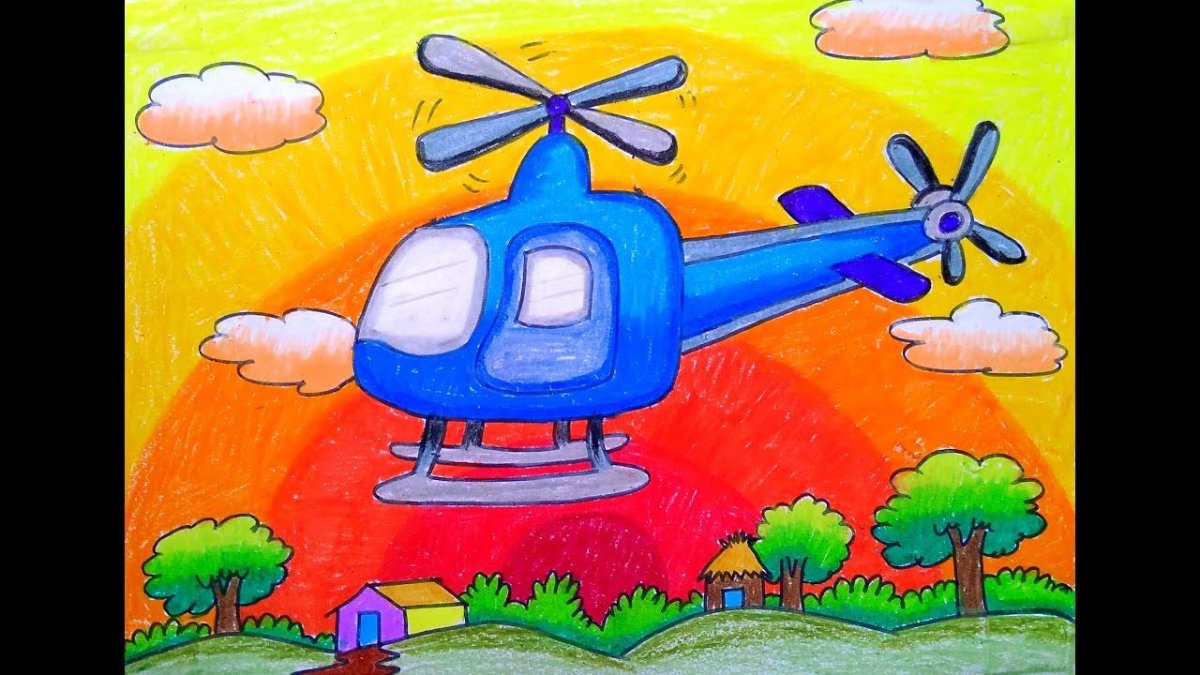 Вертолет гуашью