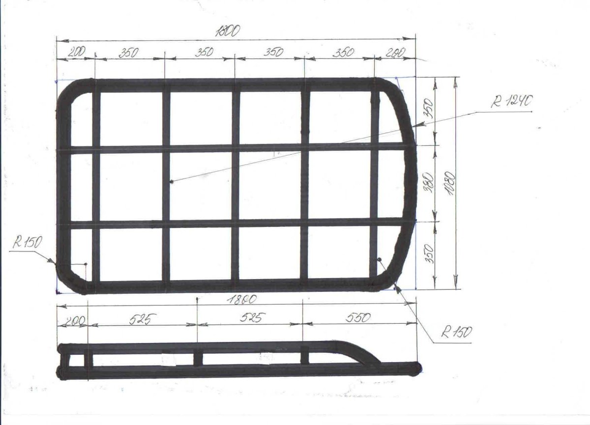 Багажник экспедиционный ВАЗ Нива 2121 чертеж