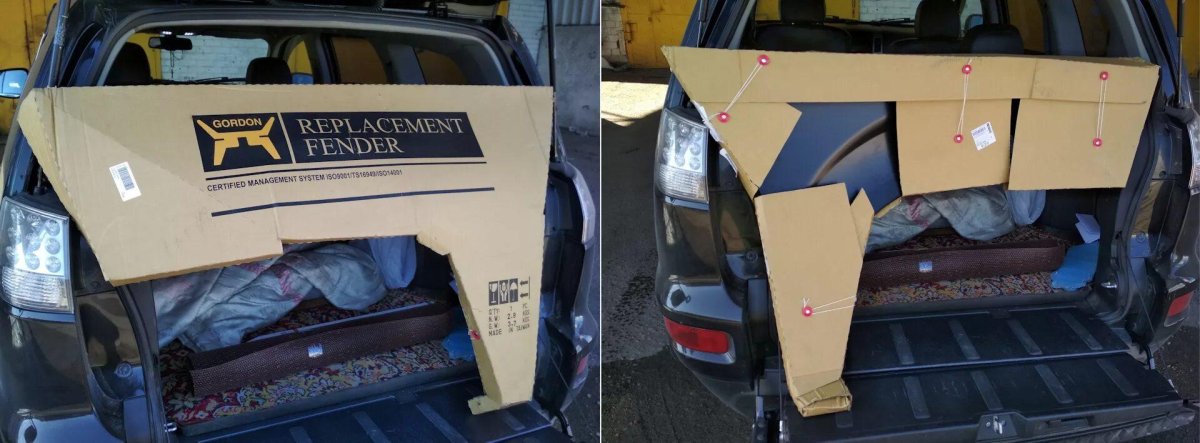 Упаковка для крыла автомобиля