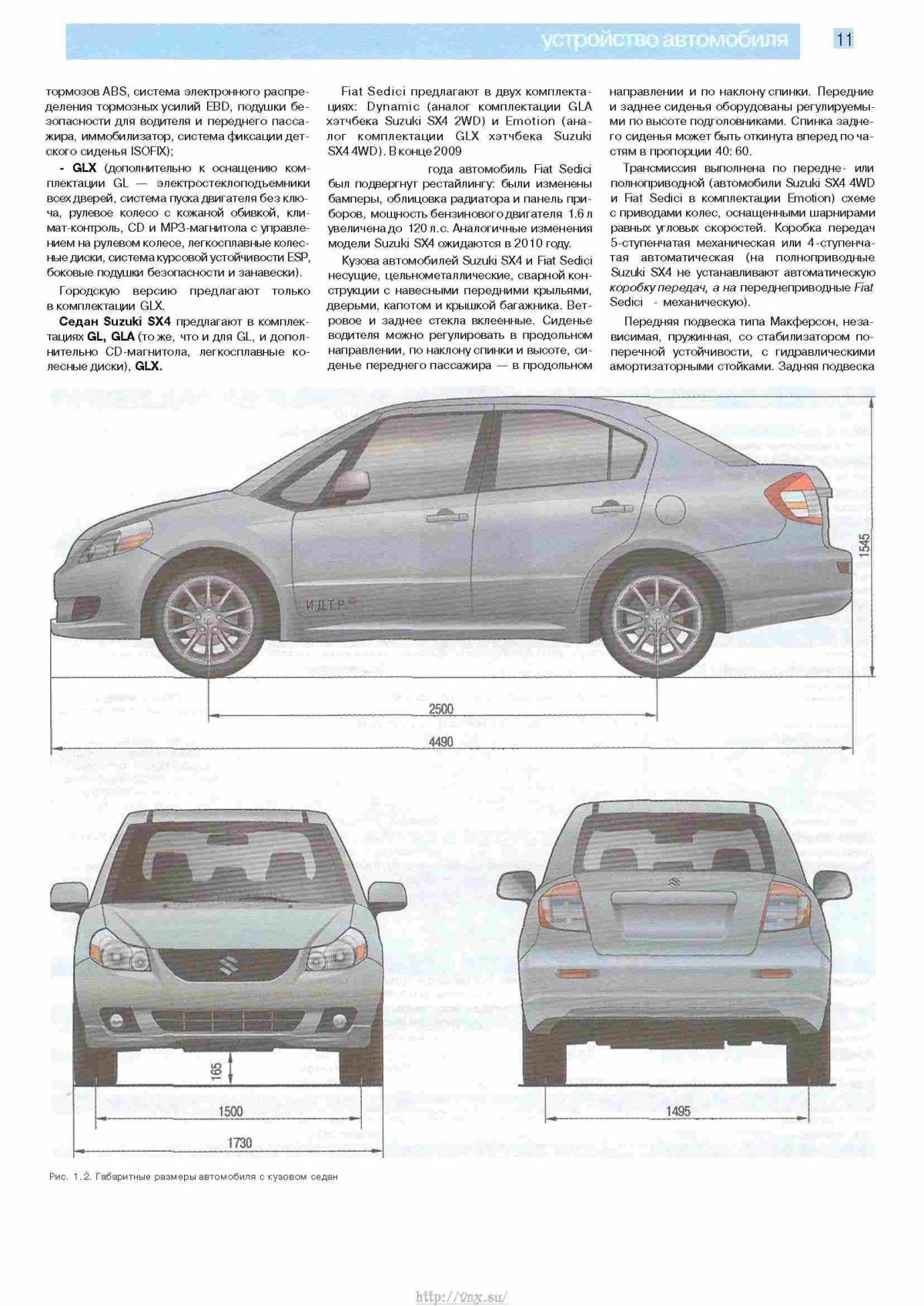 Suzuki sx4 Габаритные Размеры