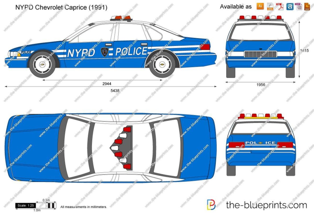 Chevrolet Caprice 1996 Police чертёж