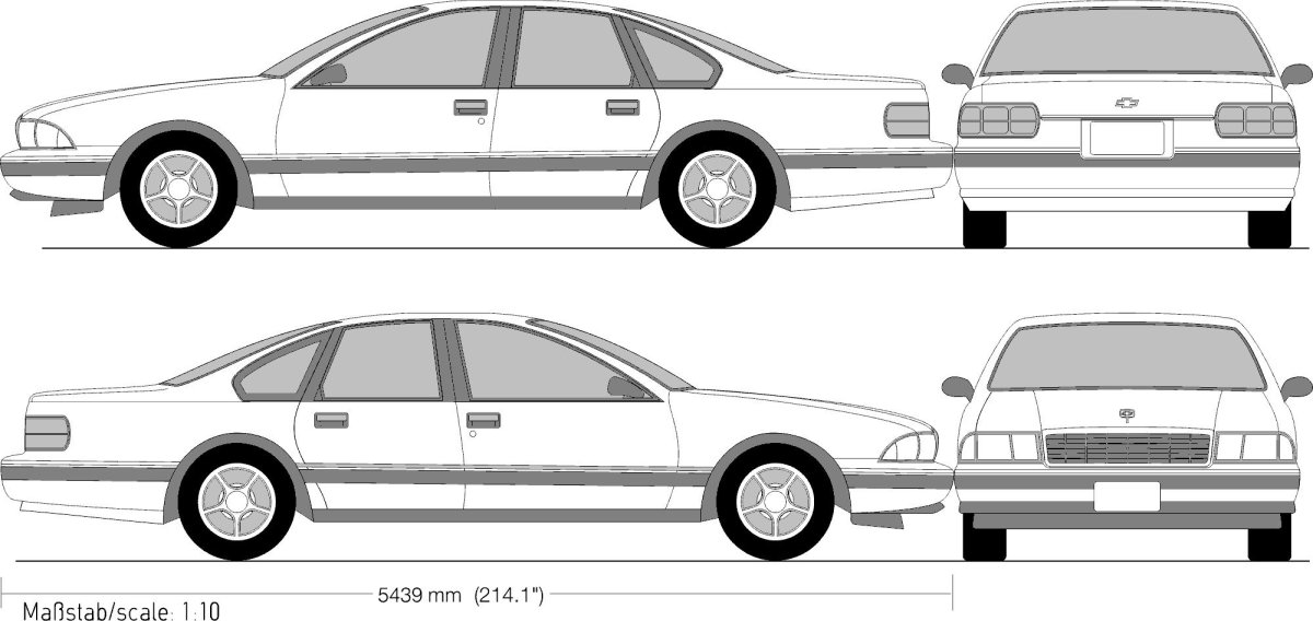Chevrolet Caprice 1992 габариты
