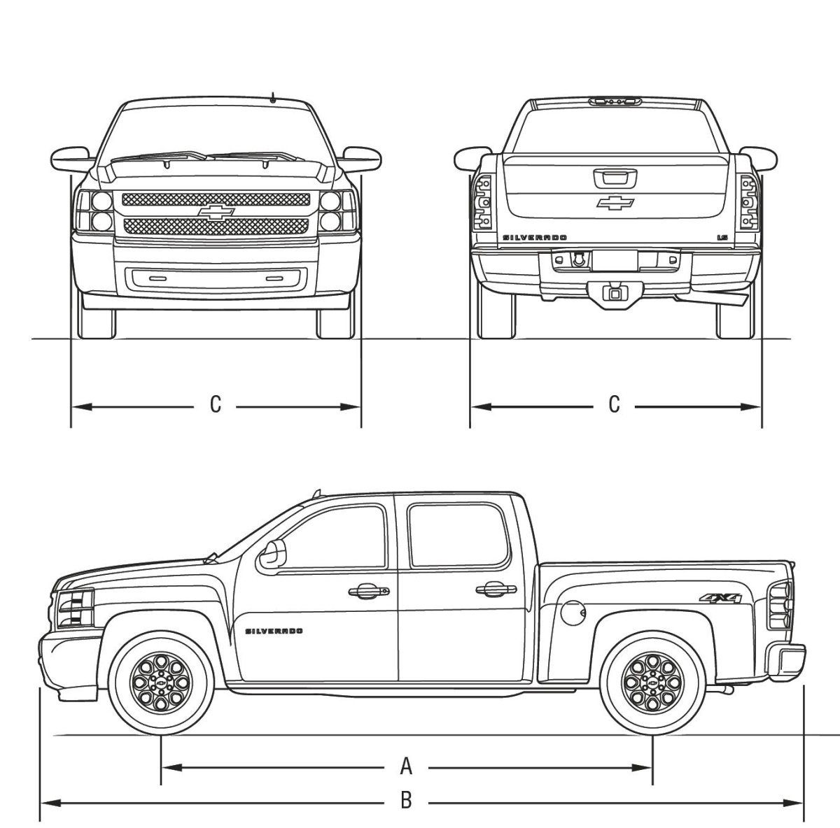 Чертёж Chevrolet Silverado 1500