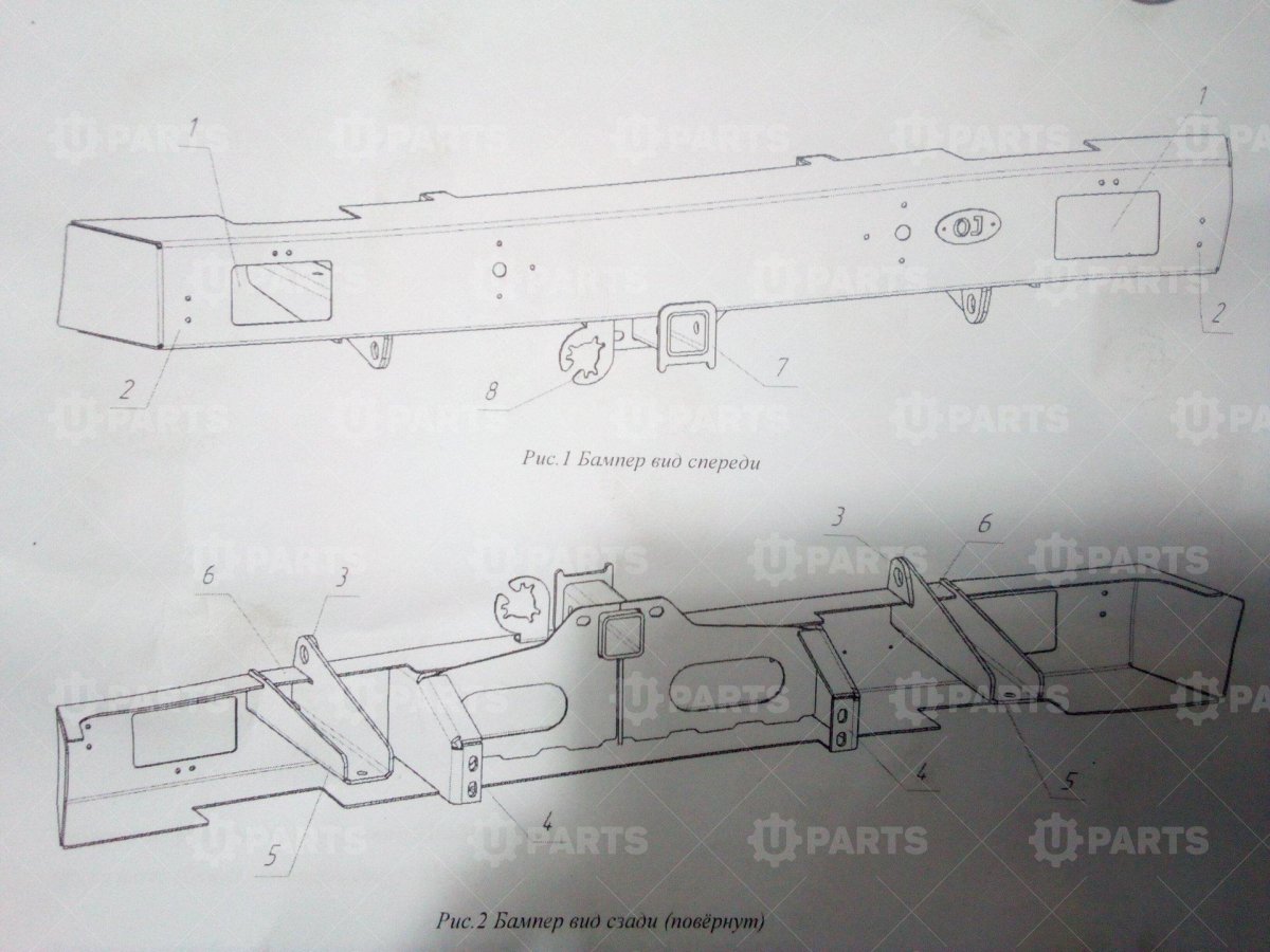 Задний бампер УАЗ 469 чертеж