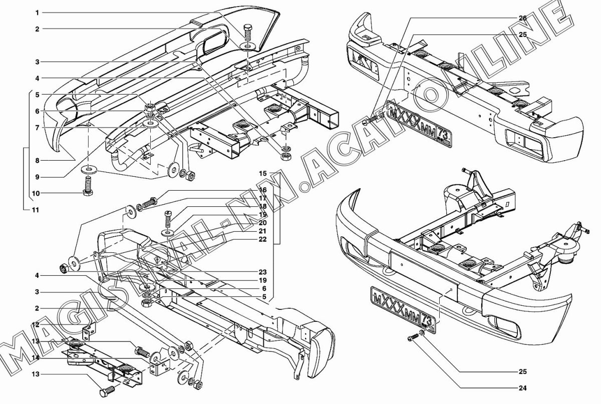 Задний бампер УАЗ 469 чертеж