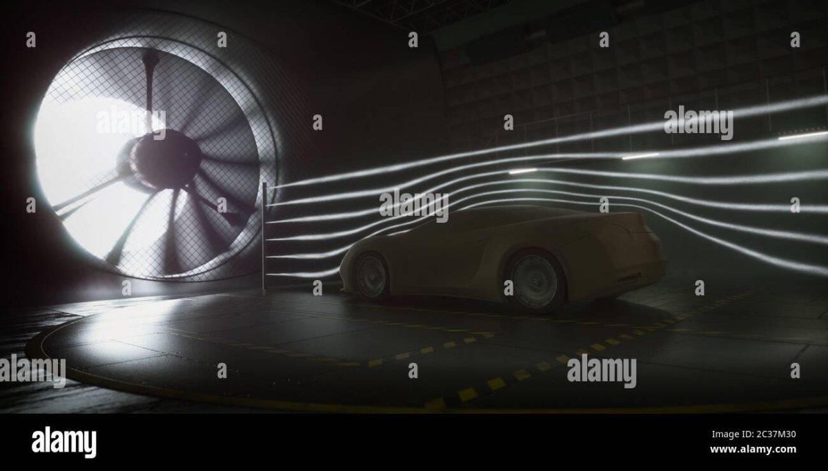 Испытания автомобиля в аэродинамической трубе