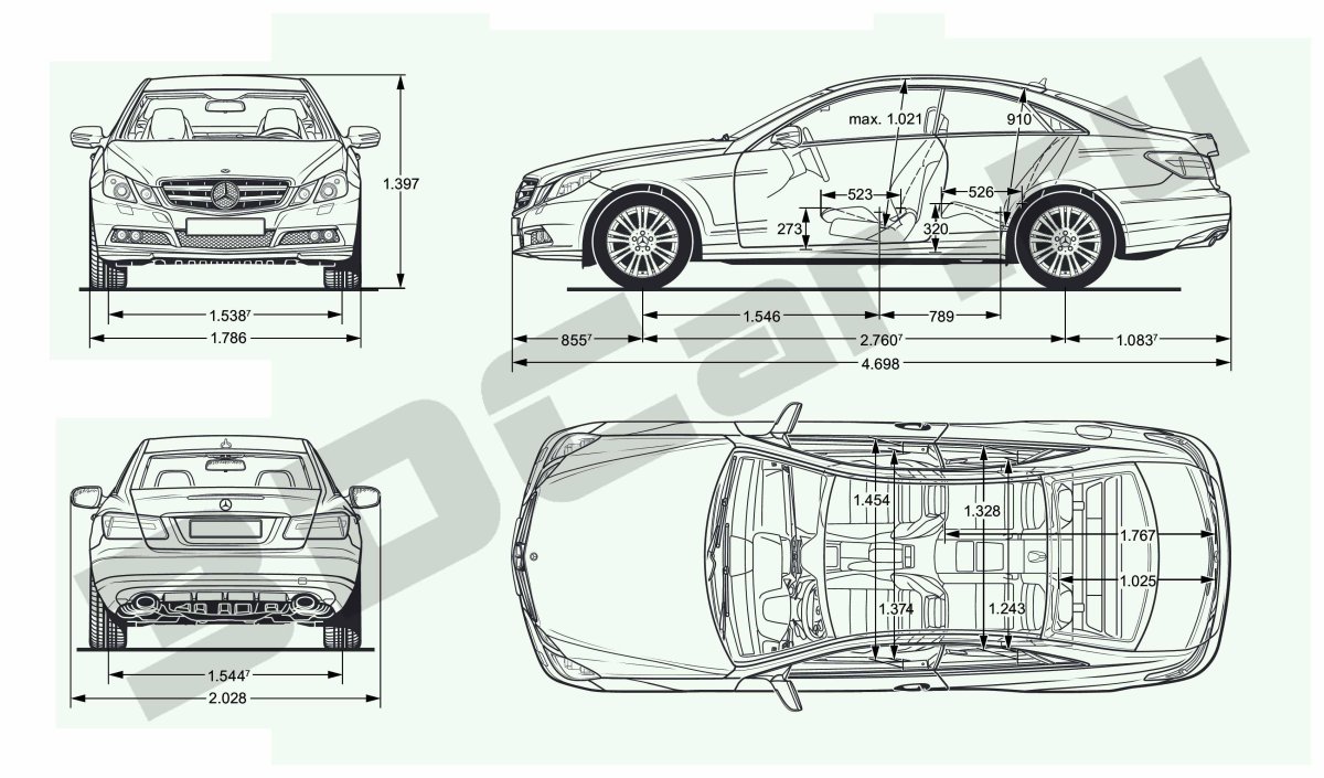 Mercedes-Benz e200 Coupe чертеж