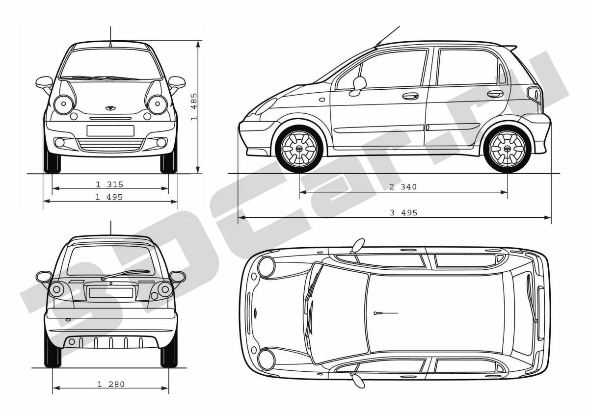 Дэу Матиз чертеж