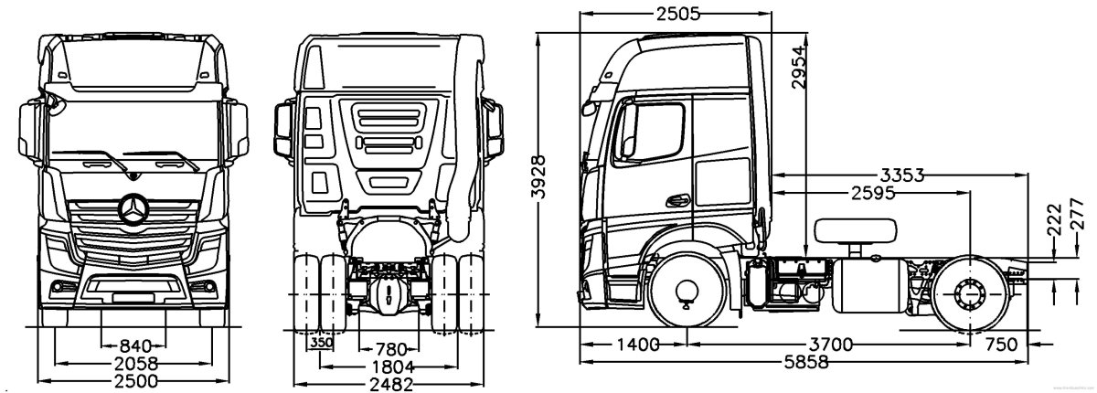 Mercedes Benz Actros 1844 чертеж