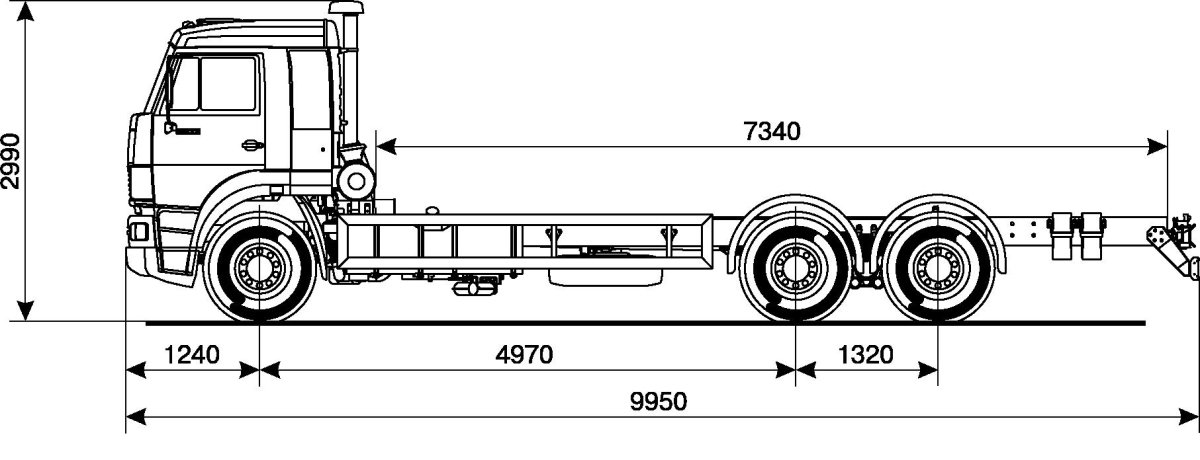 Ширина рамы КАМАЗ 65117