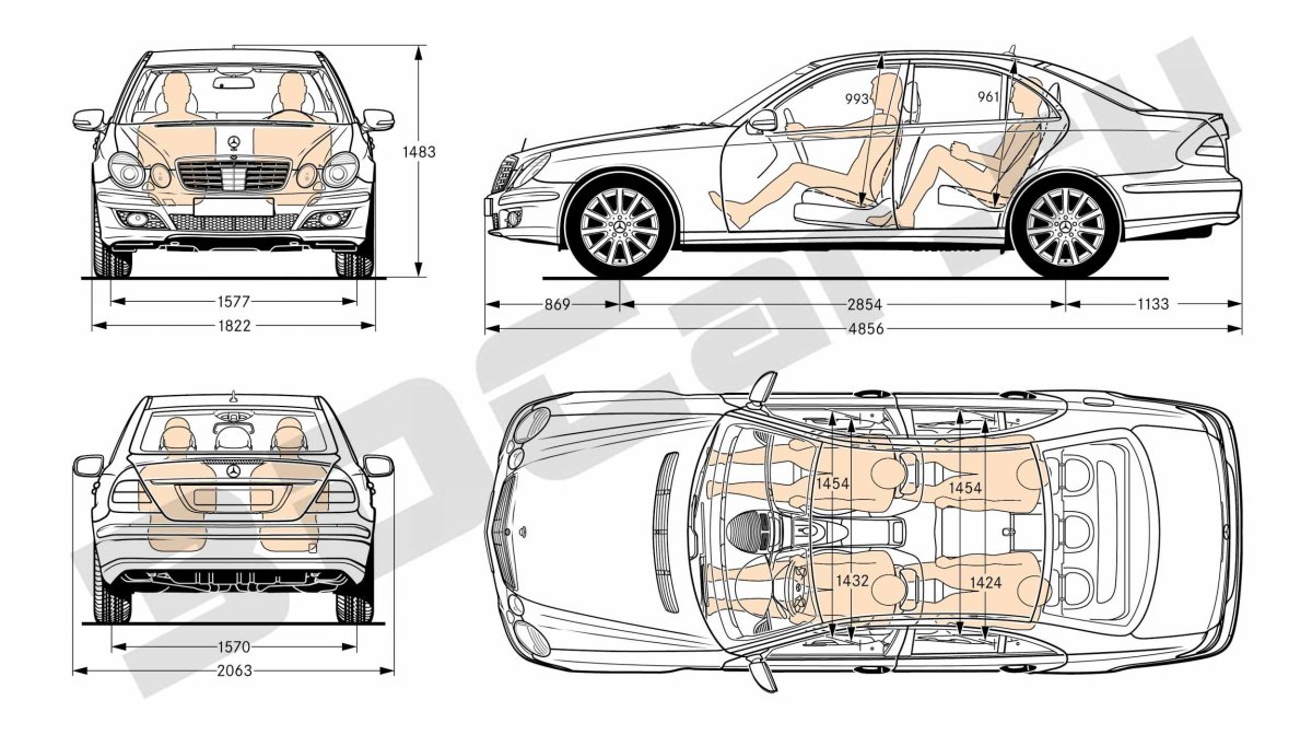 Мерседес Бенц е200 габариты