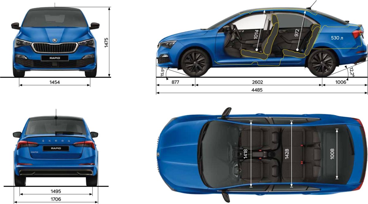 Skoda Rapid 2020 габариты