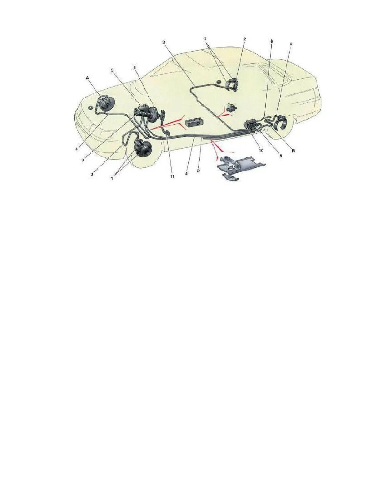 Тормозная система ВАЗ 1118 без АБС схема