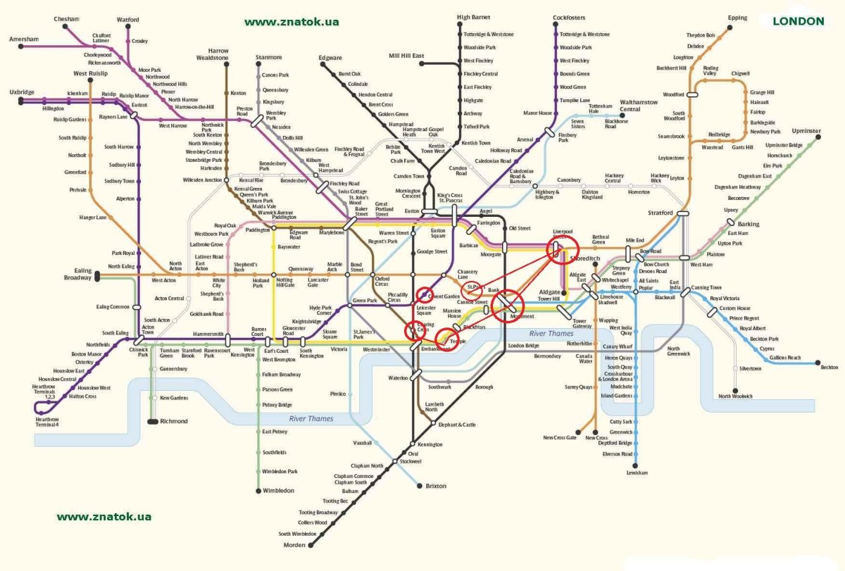 Схема метро Лондона 2023