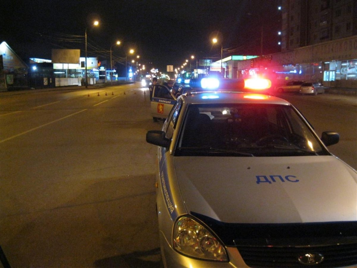 Мигалки ДПС ночью Приора