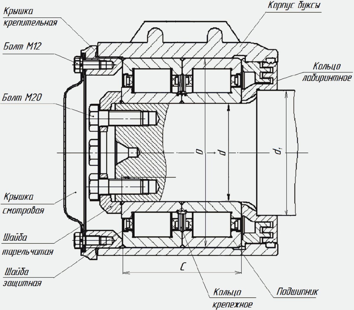 Узел буксовый конический подшипниковый вт2-8720