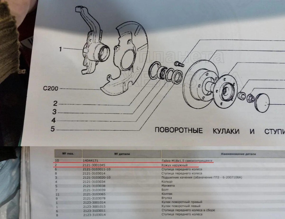 Схема ступицы Нива 2121