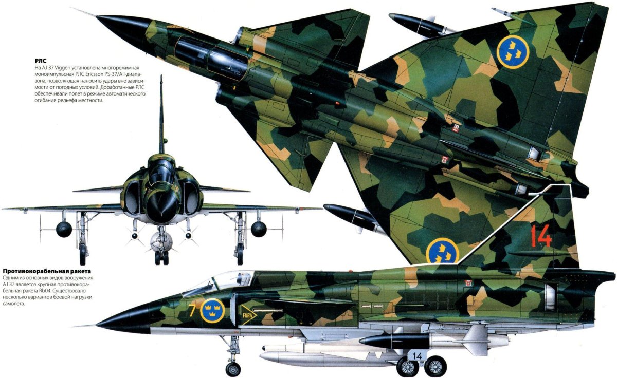 Боевой самолет Сааб 37 Вигген