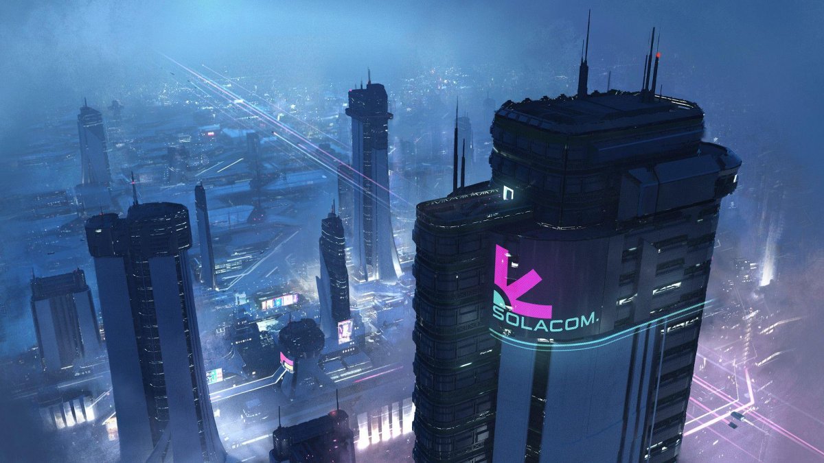 Cyberpunk 2077 City небоскребы