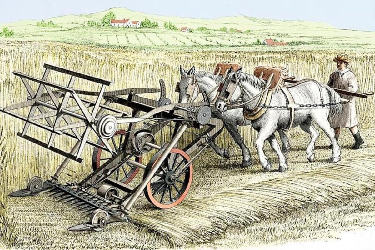 Зерноуборочный комбайн 19 века