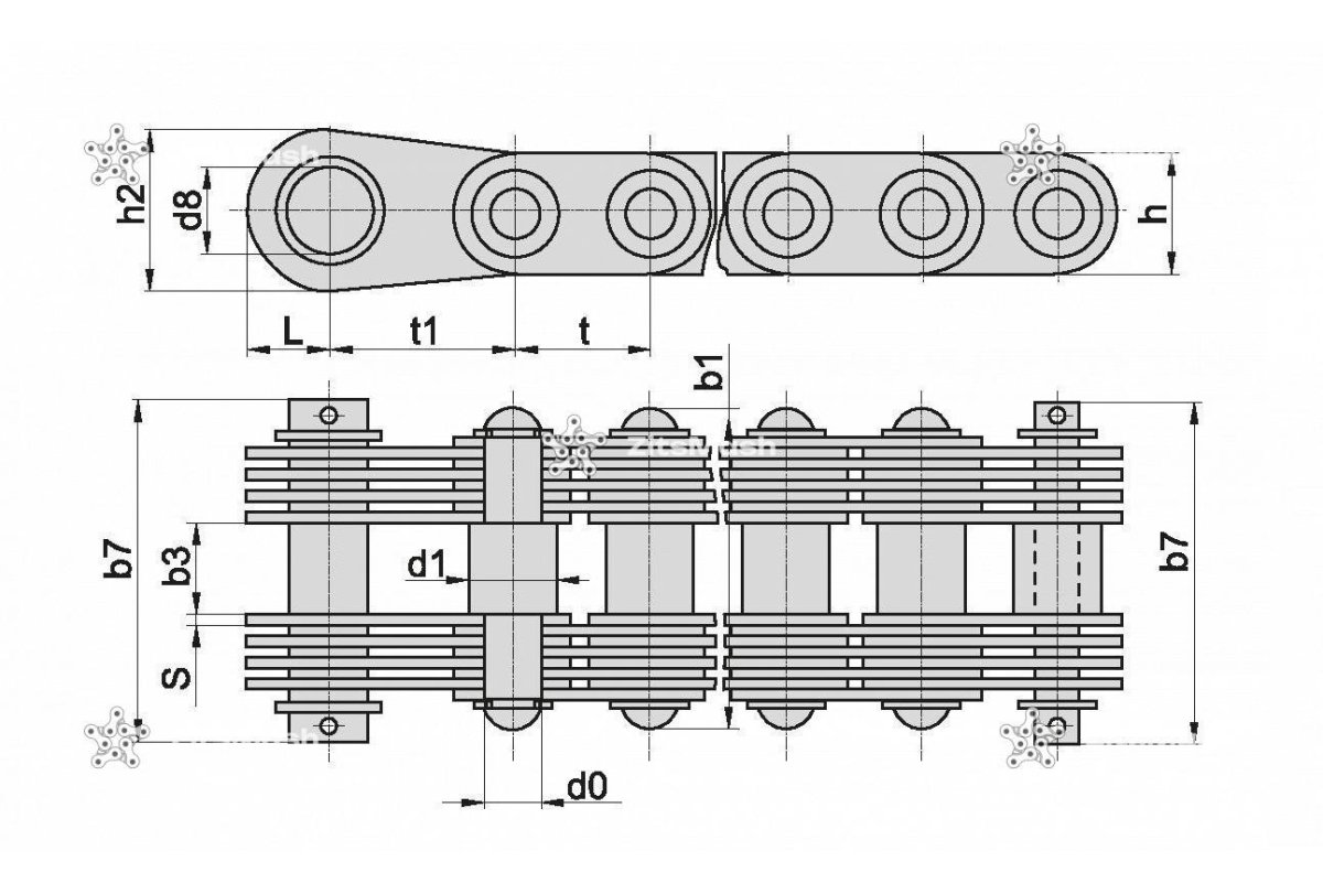 Цепь пластинчатая м112-2-100-1