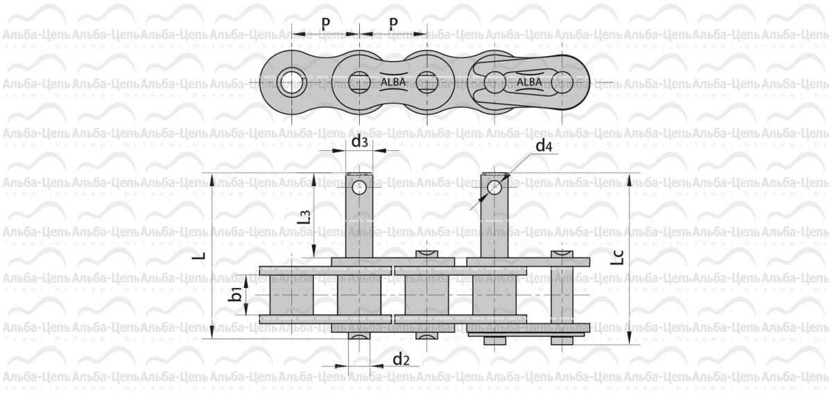 Цепь с удлиненными штифтами
