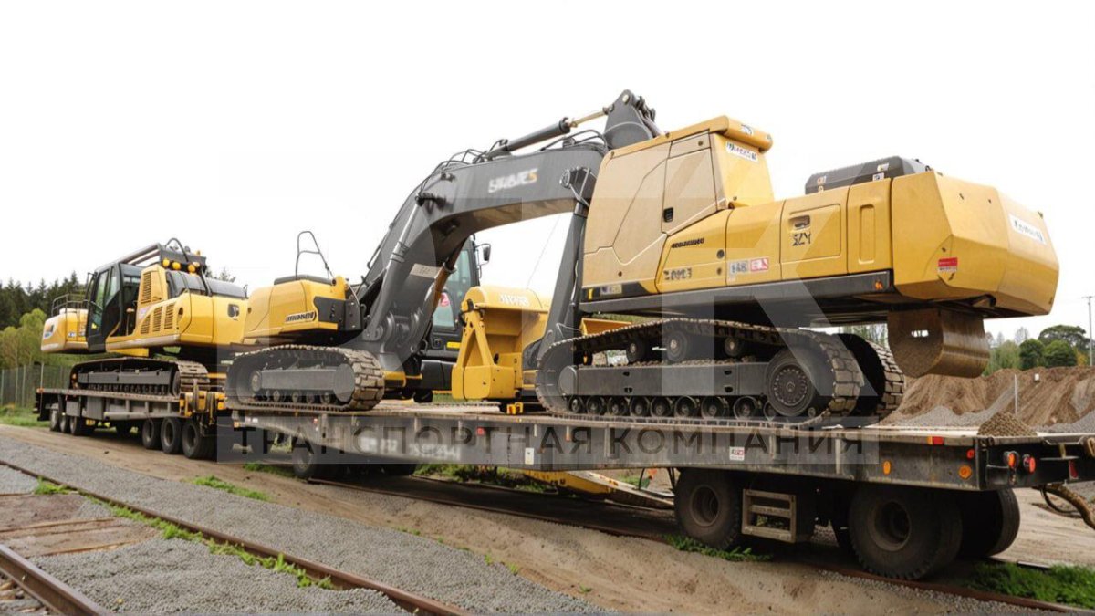 Экскаватор на ЖД платформе