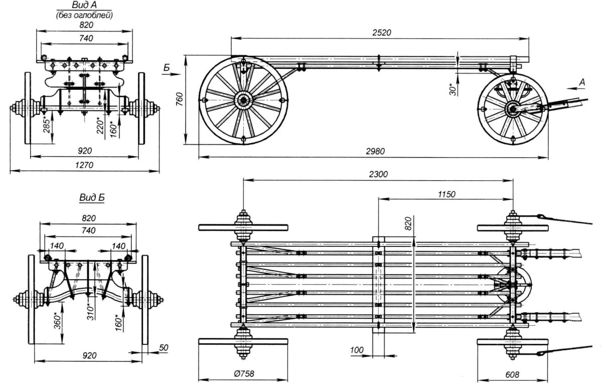 Телега для лошади чертеж