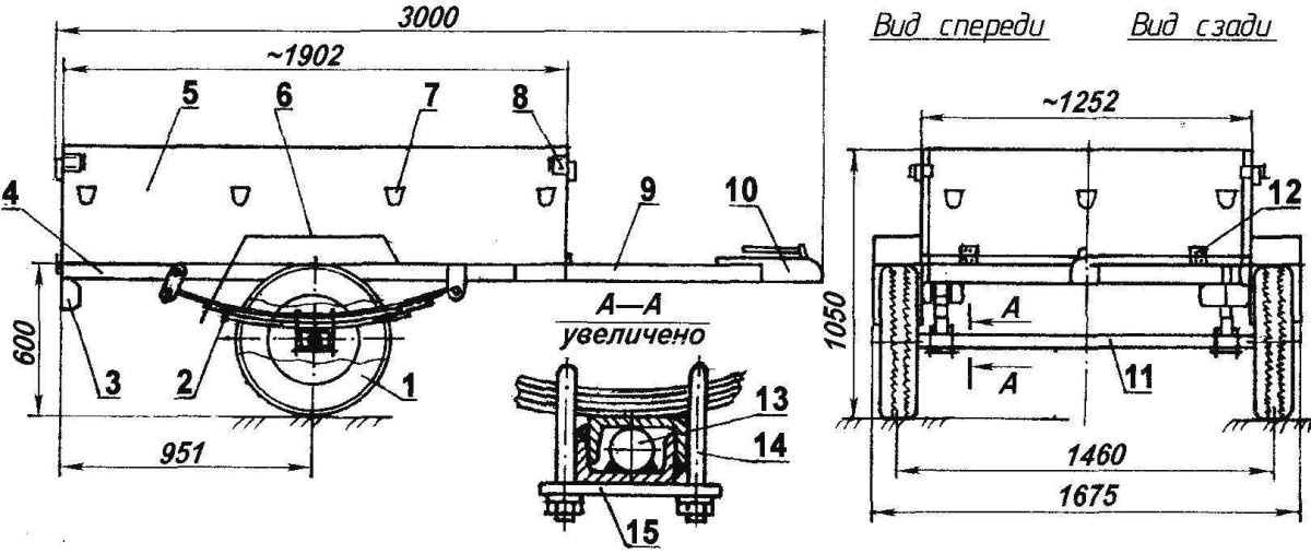 Чертёж прицепа для мотоблока Нева МБ-2