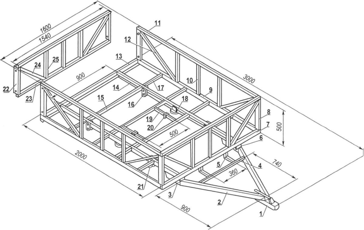 Прицеп для легкового автомобиля с балкой 2108 чертеж