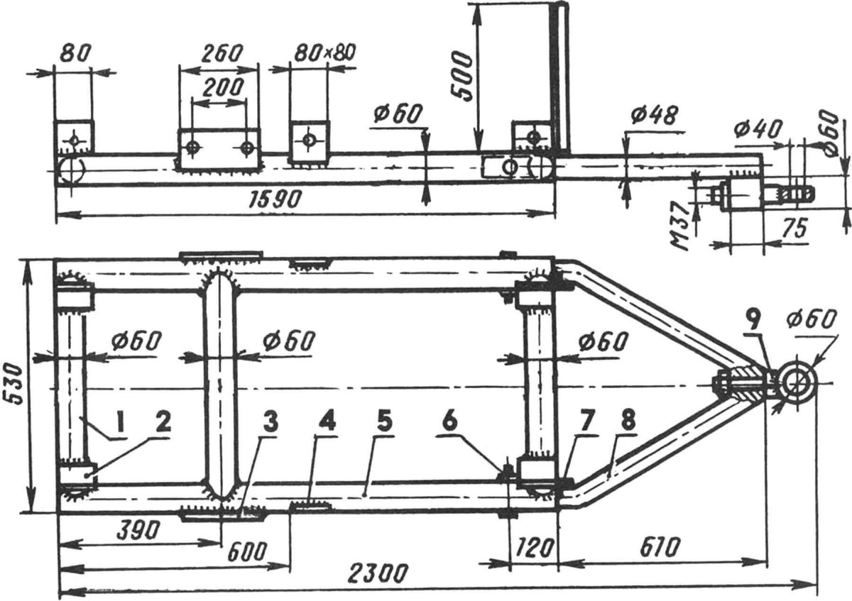 Чертежи прицепного устройства прицепа к мотоблоку