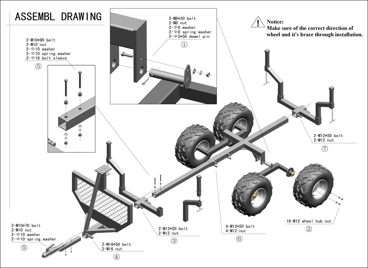 Чертеж прицепа для квадроцикла Trailer