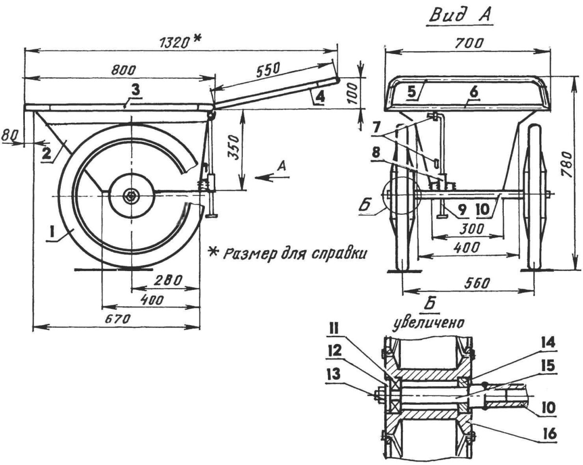 Тачка Садовая. Двухколесная wb7402s 160кг/65л схема сбора