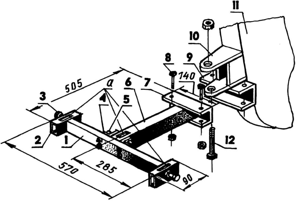 Чертеж навески для адаптера к мотоблоку