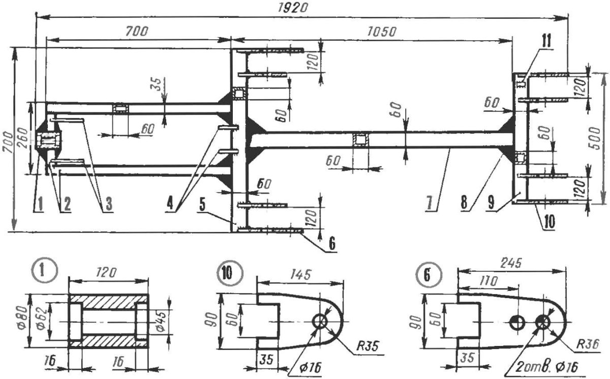 Адаптер КТЗ 02 для мотоблоков чертежи