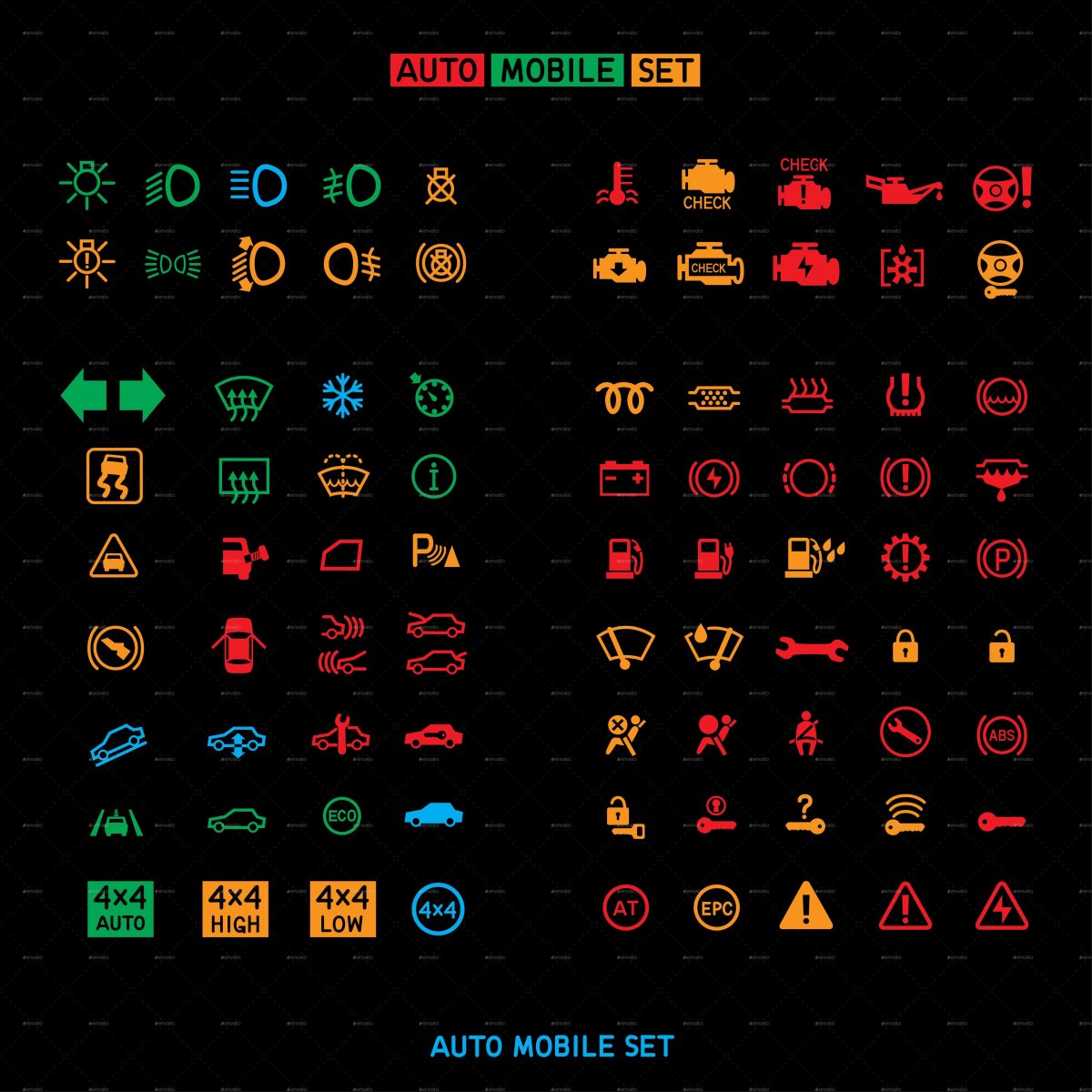 Значки панели приборов экскаватора Кубота