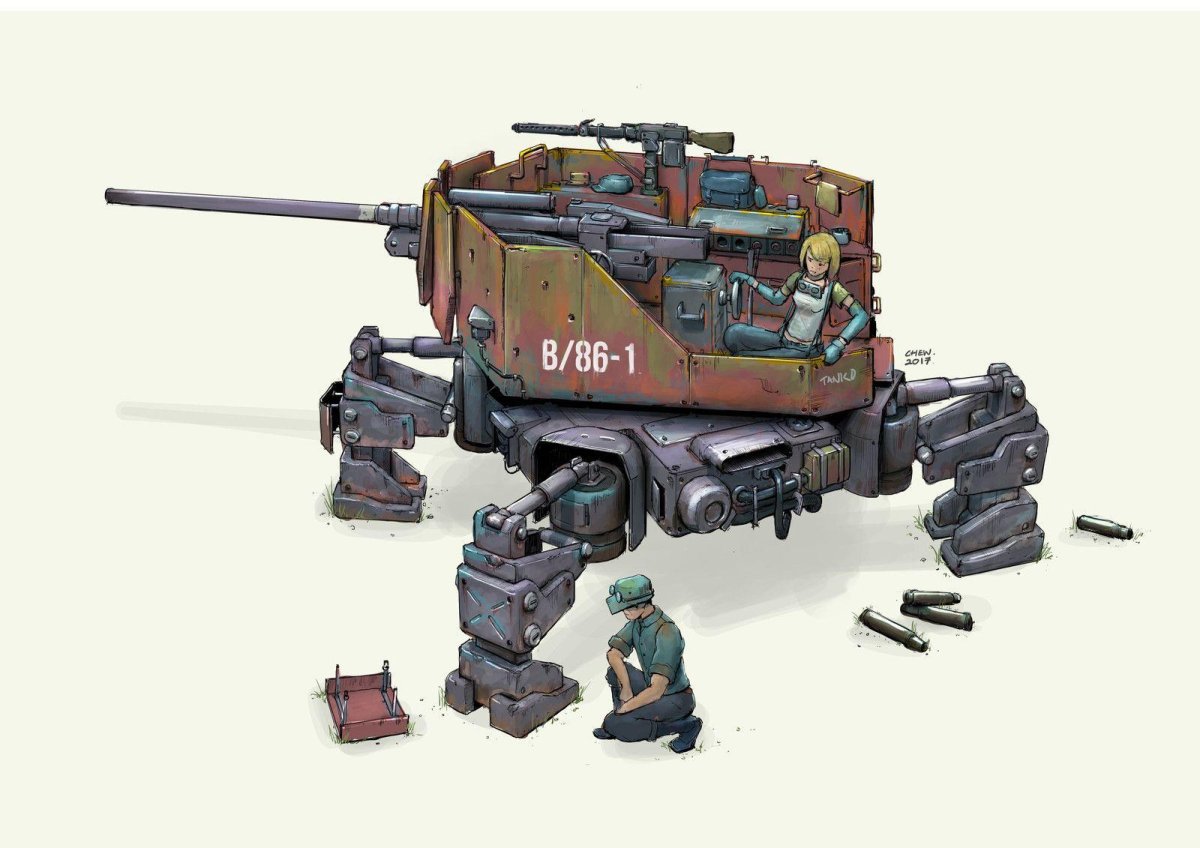 Арт дизельпанк шагоход