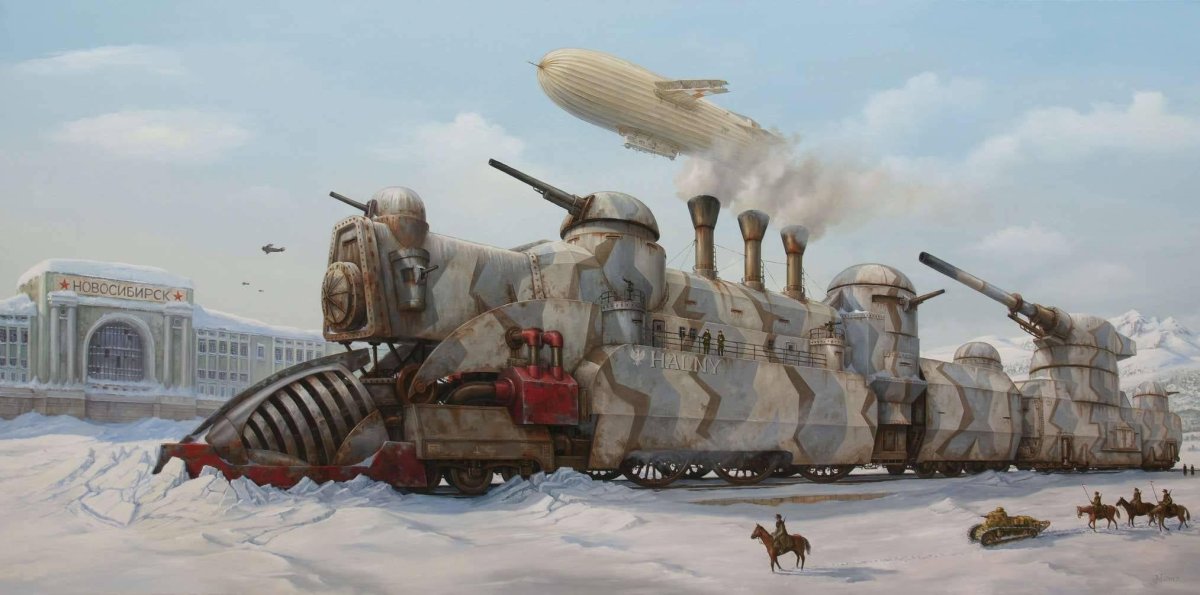 Бронепоезд стимпанк, дизельпанк