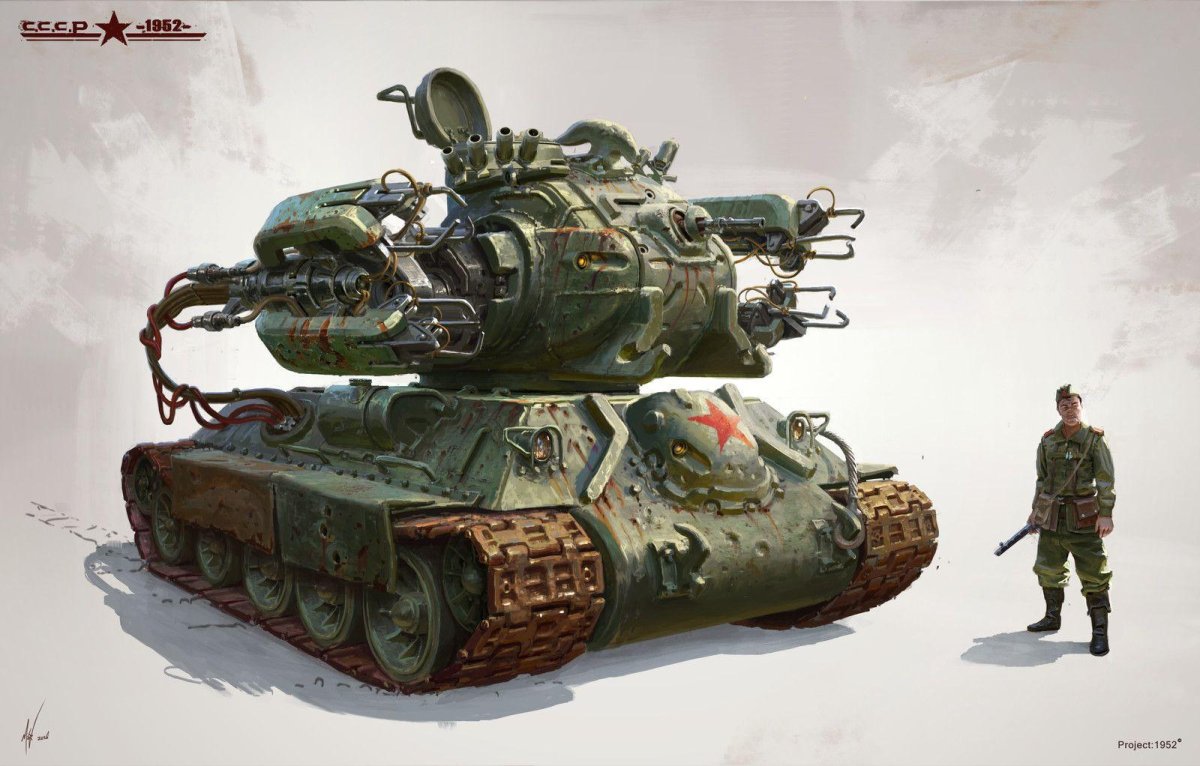 Дизельпанк арт СССР танк