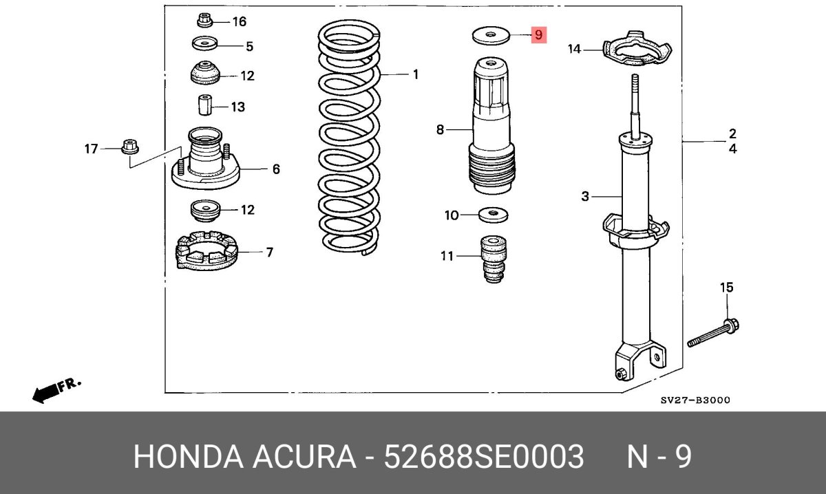 Схема стойки передней Хонда СРВ 2