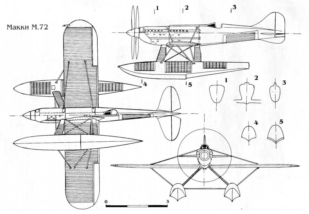 Гидросамолет Macchi m33 чертёж