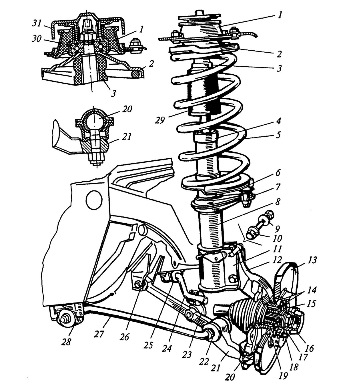ВАЗ 2106 стойка передняя схема