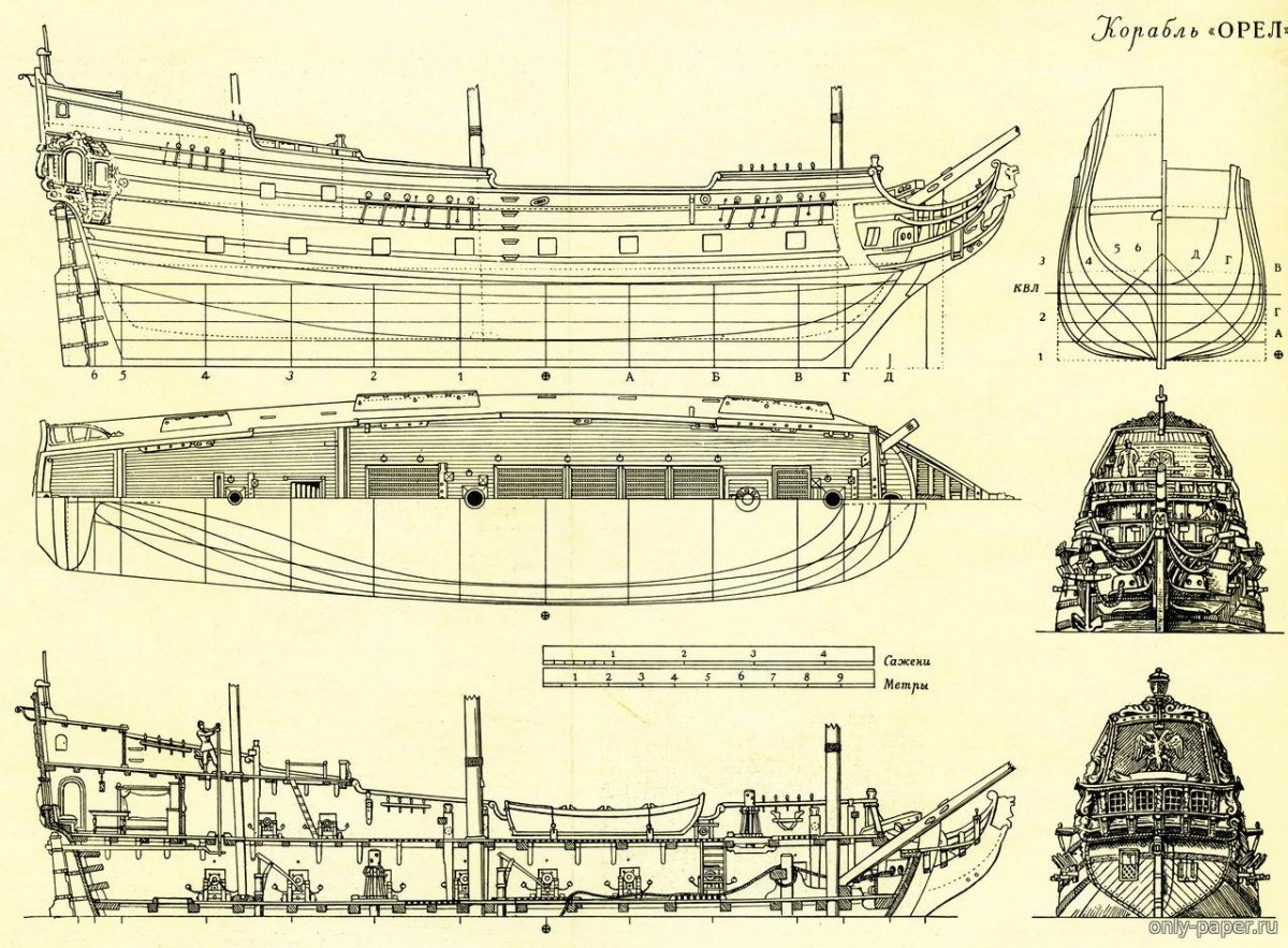 Фрегат Орел 1668 чертежи
