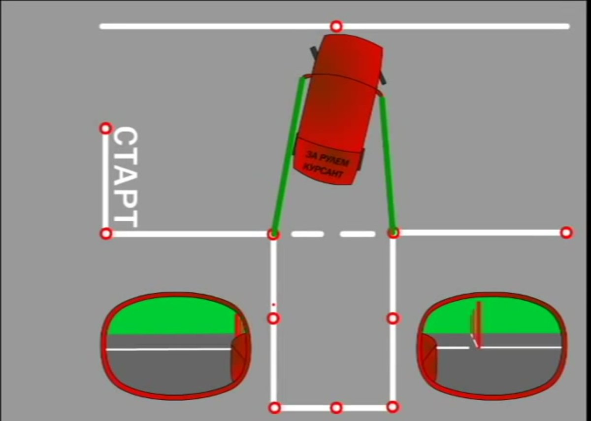 Упражнение заезд в гараж на автодроме