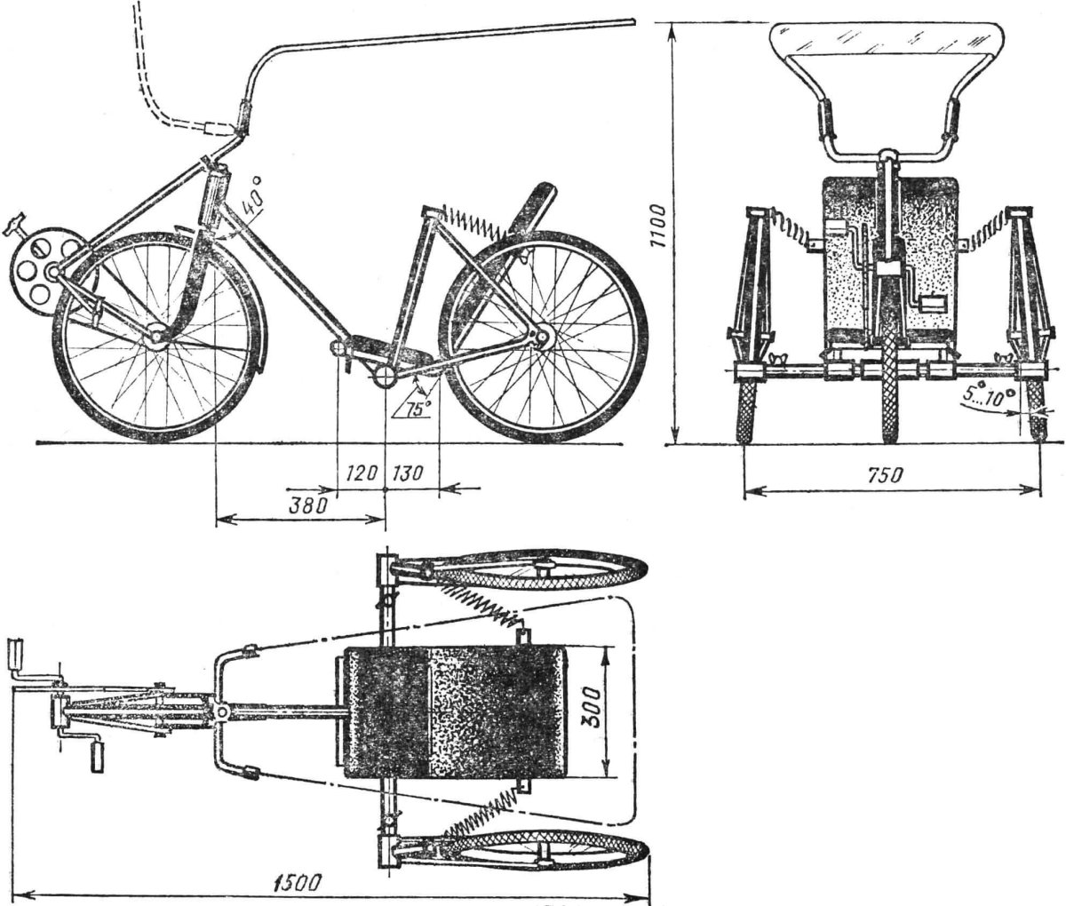 Трёхколёсный велосипед велорикша чертежи