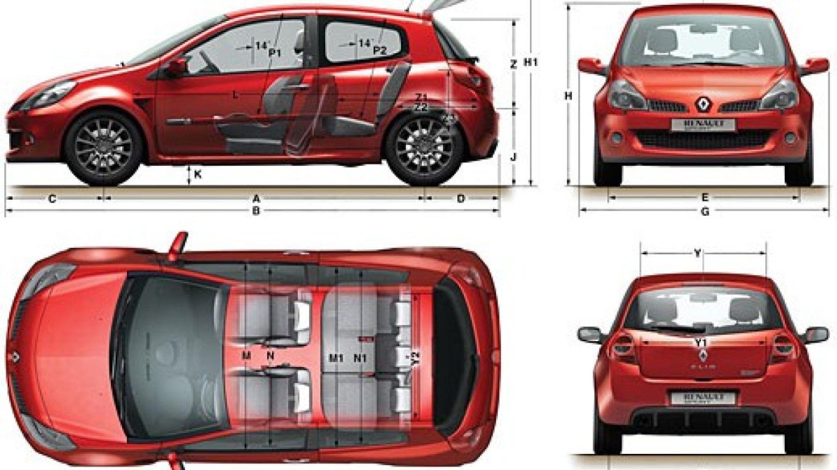 Габариты Рено Клио 2 хэтчбек
