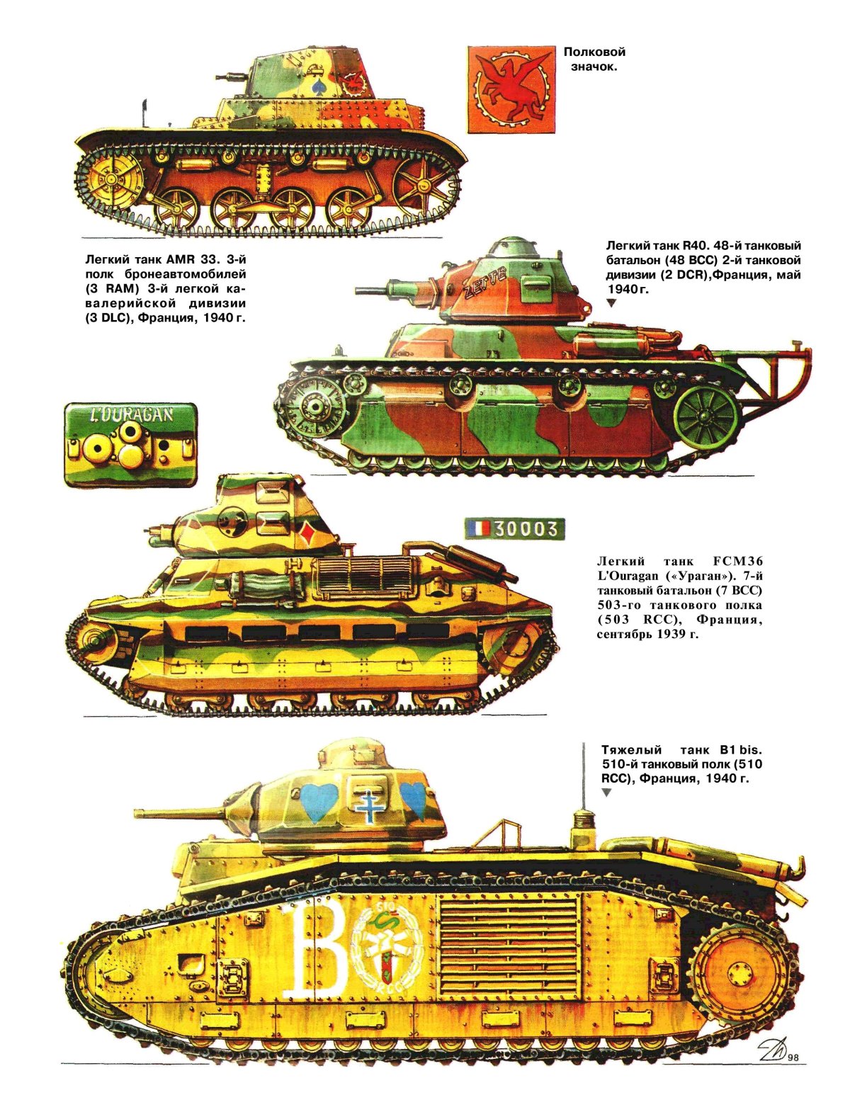 Французский танк 20 века 1940 сбоку