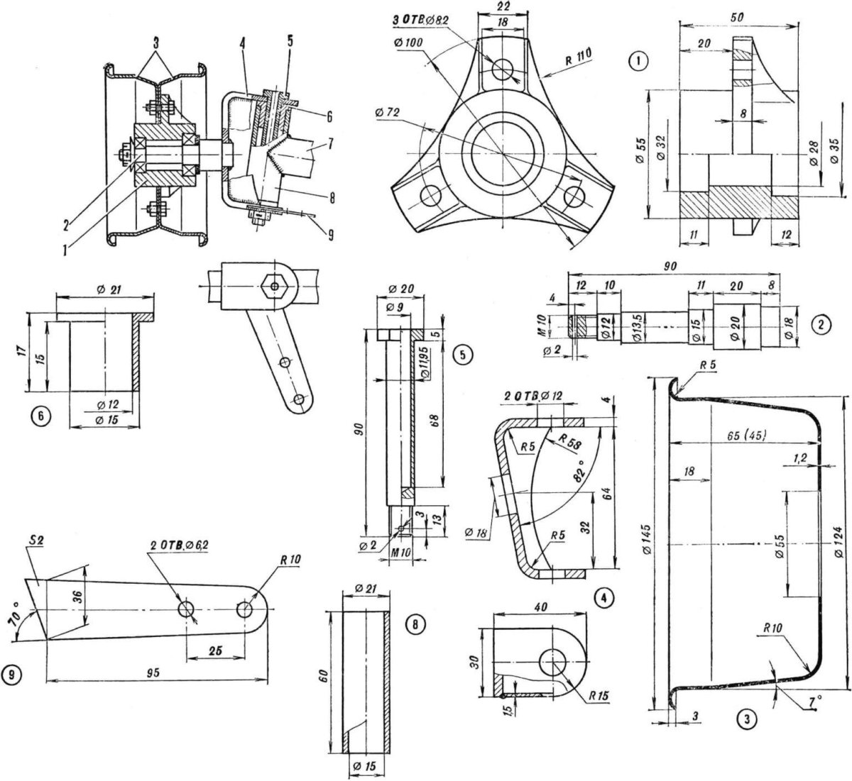 Ступица картинга задняя на 30 чертёж